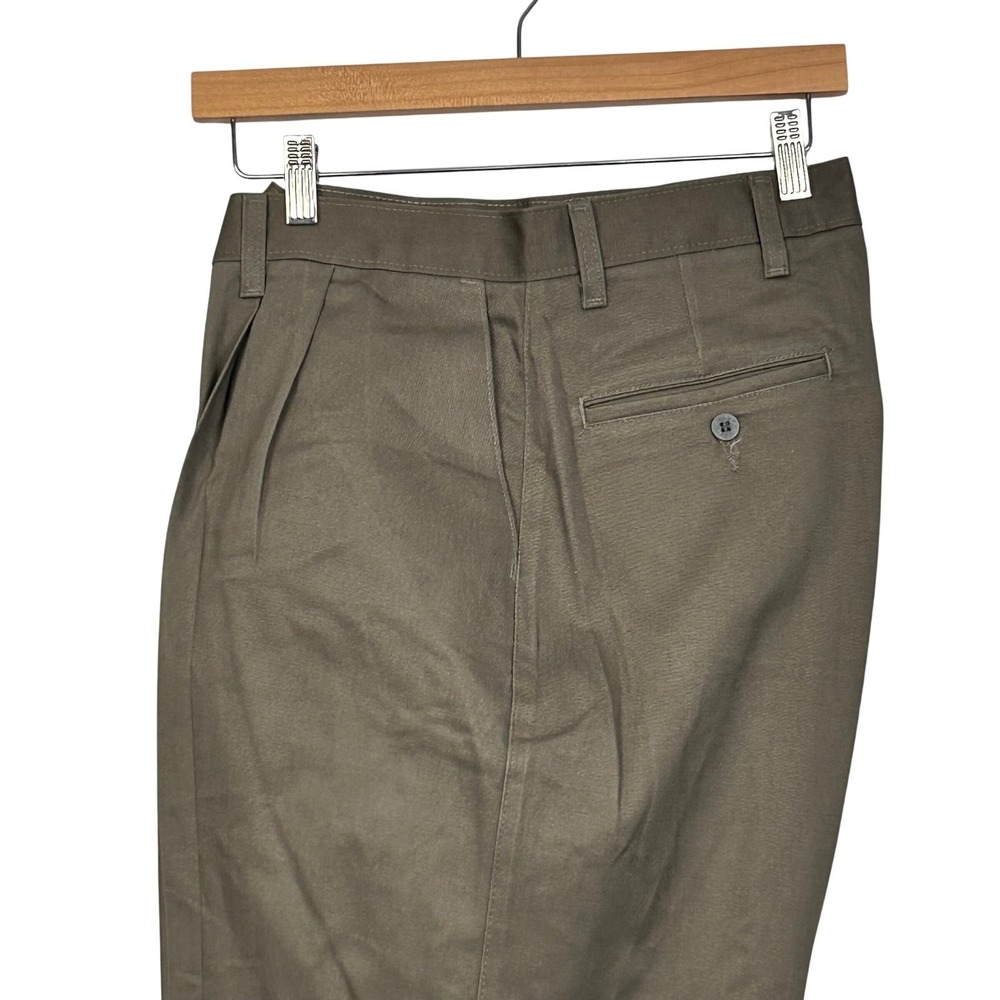 Lee Pants Mens 40x30 Khaki Green Double Pleat Relaxed Fit Tapered Leg Casual - Picture 7 of 9